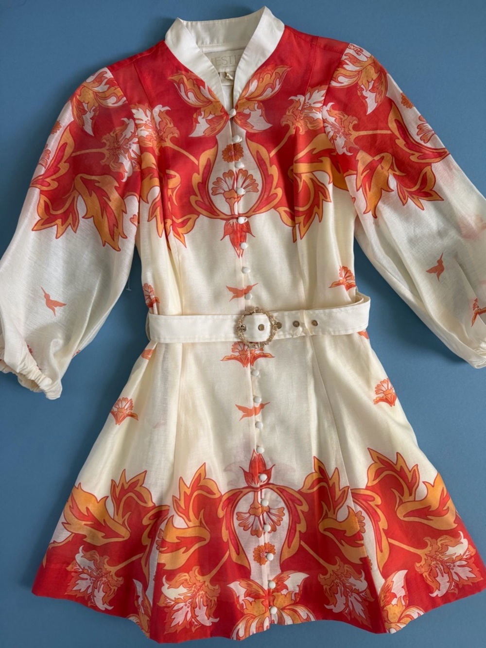 NWT Mestiza New York Valencia Sunset Ivory Linen Organza Mini Dress - Picture 6 of 9